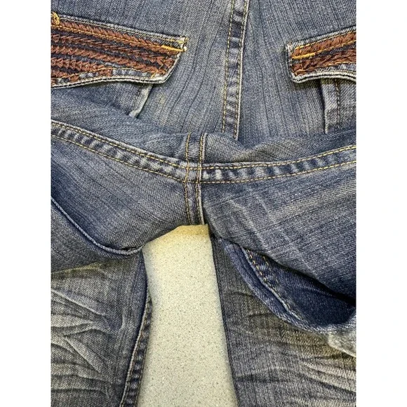 FUSAI Focus USA Mens Straight Leg 36 Streetwear Jeans Embroidered Pockets Y2K - Picture 15 of 16